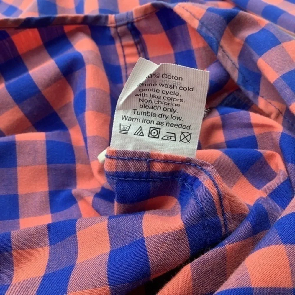 J Crew Mens‎ Long Sleeve Button Up Shirt Pink & Blue Checkered Sz Large.